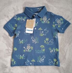 Boy's NWT Mayoral Jungle Animal Theme Polo Shirt 18 M